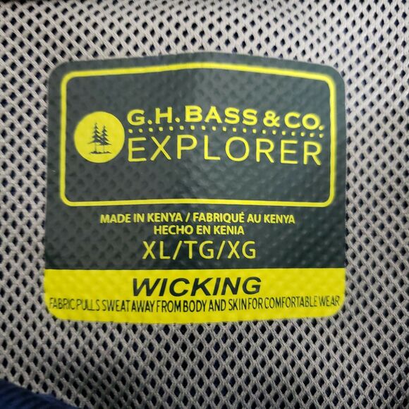 G.H. Bass & Co. Mens Sz XL Polo Shirt Pique Performance Rugby Blue Short Sleeve - Picture 6 of 8